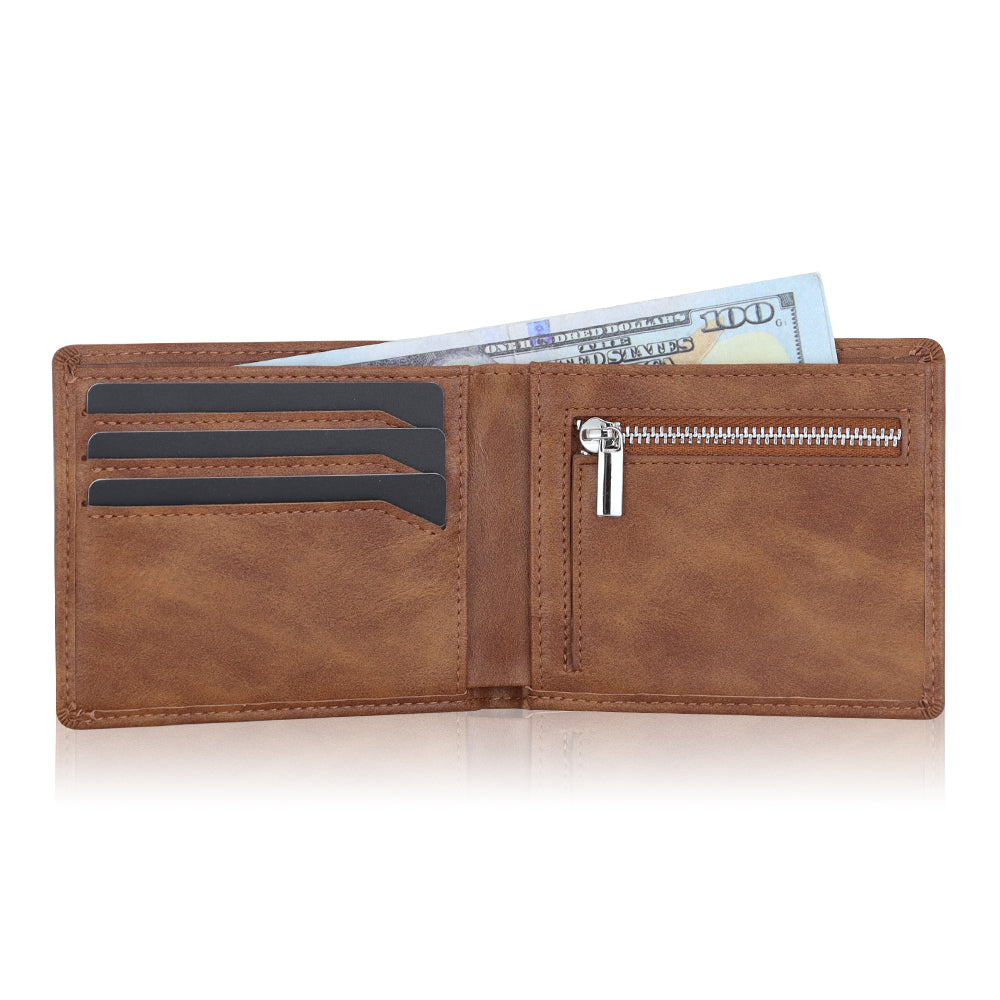 TIMELESS SLIM BI-FOLD WALLET - BROWN